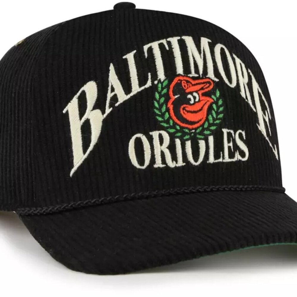 '47 Adult Baltimore Orioles Black Pitch Out Rope Hitch Adjustable Hat NEW